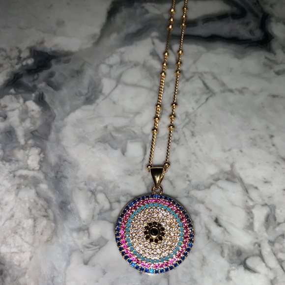 Jewelry - Gold Necklace with Colorful Charm MIAMI boutique!